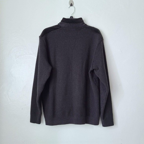 Amerigo Vespucci Made in Italy Pure Wool Leather Trimmed 1/4 Zip Sweater XL - Picture 4 of 14